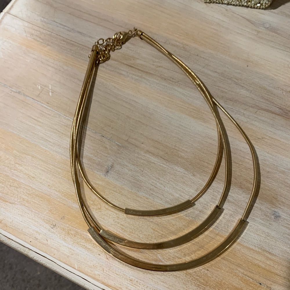 Gold bar choker (short) necklace